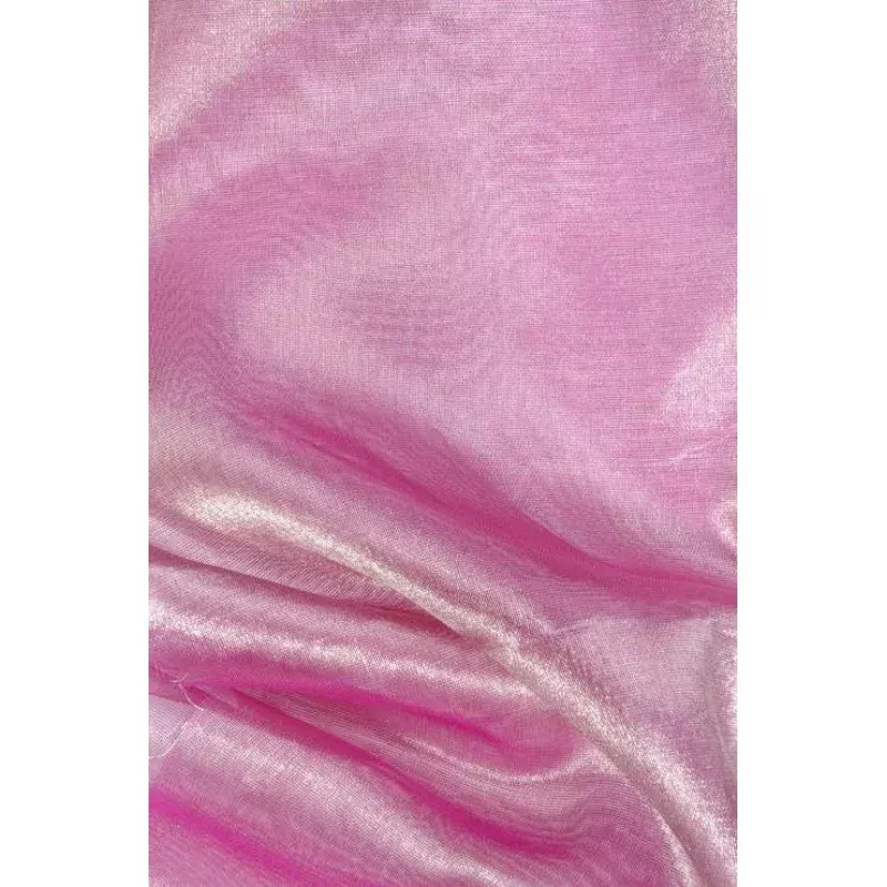 Fuchsia Silver Metallic Organza Fabric
