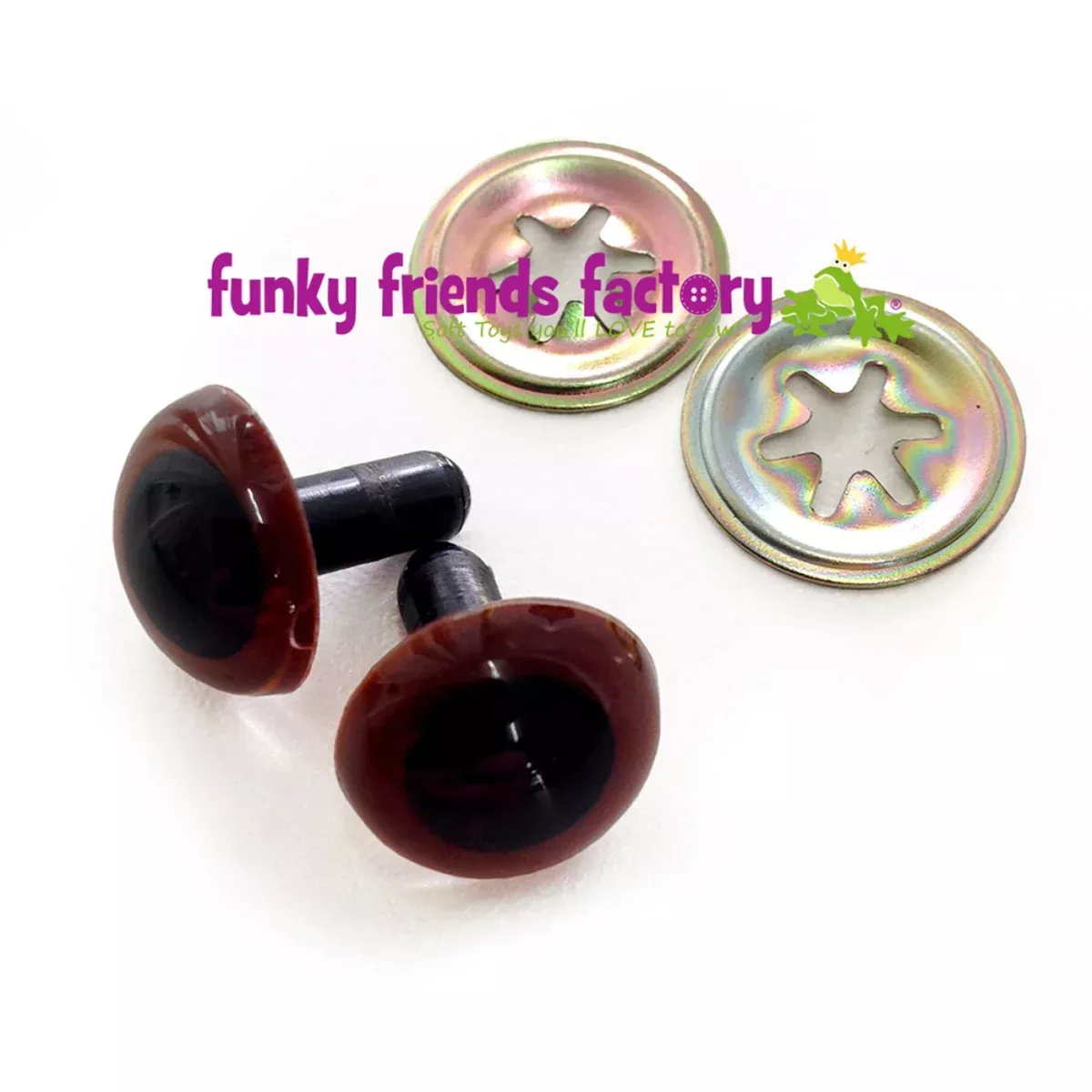 Funky Friends Factory Toy Eyes Crystal - 15mm Dk Brown