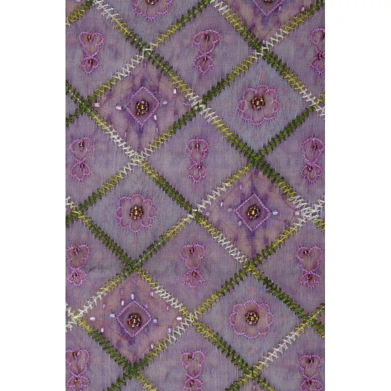 Fuschia Embroidered Organza Silk 64 Fabric