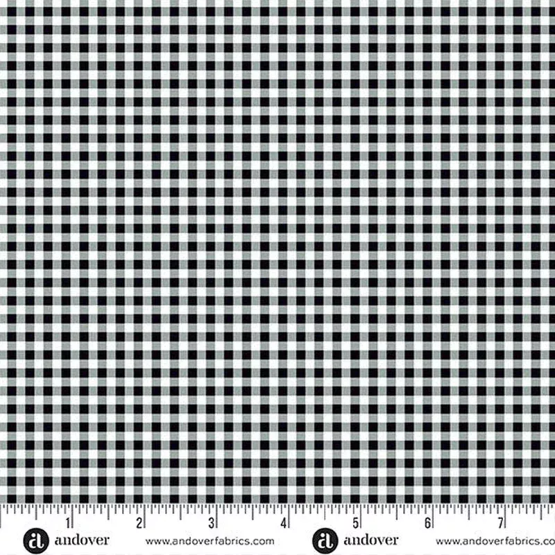 Ghostly Garden Black Bitty Gingham Yardage by KP Creates for Andover Fabrics