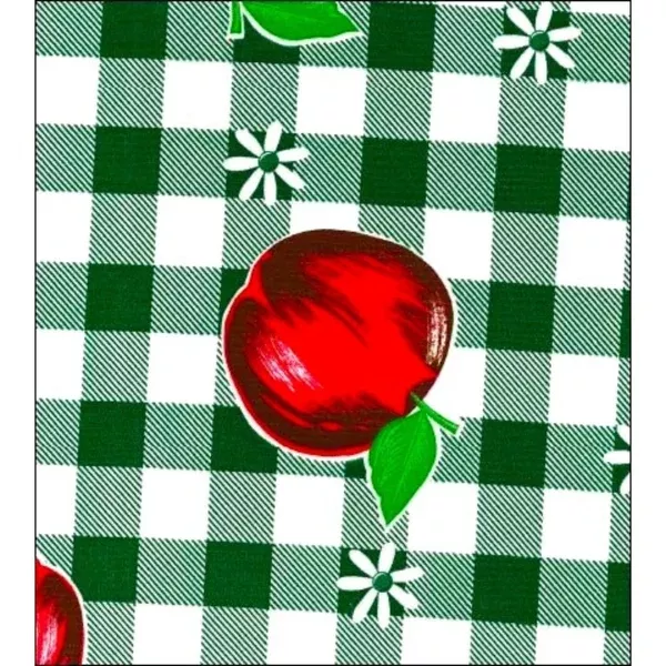 Gingham and Fruit Dark Green Oilcloth Tablecloths