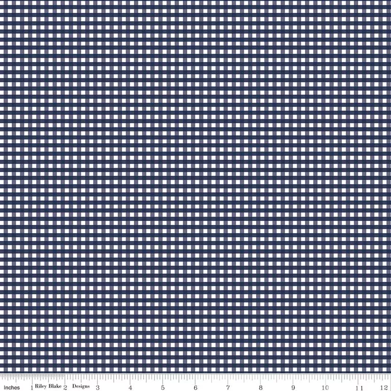 Gingham Navy 1/8″ Gingham Yardage by Riley Blake Designs