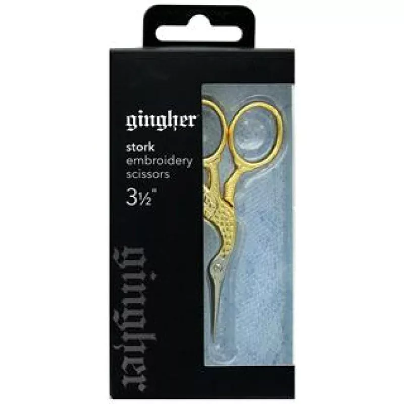 Gingher 3.5″ Embroidery Scissors Stork Gold Handle