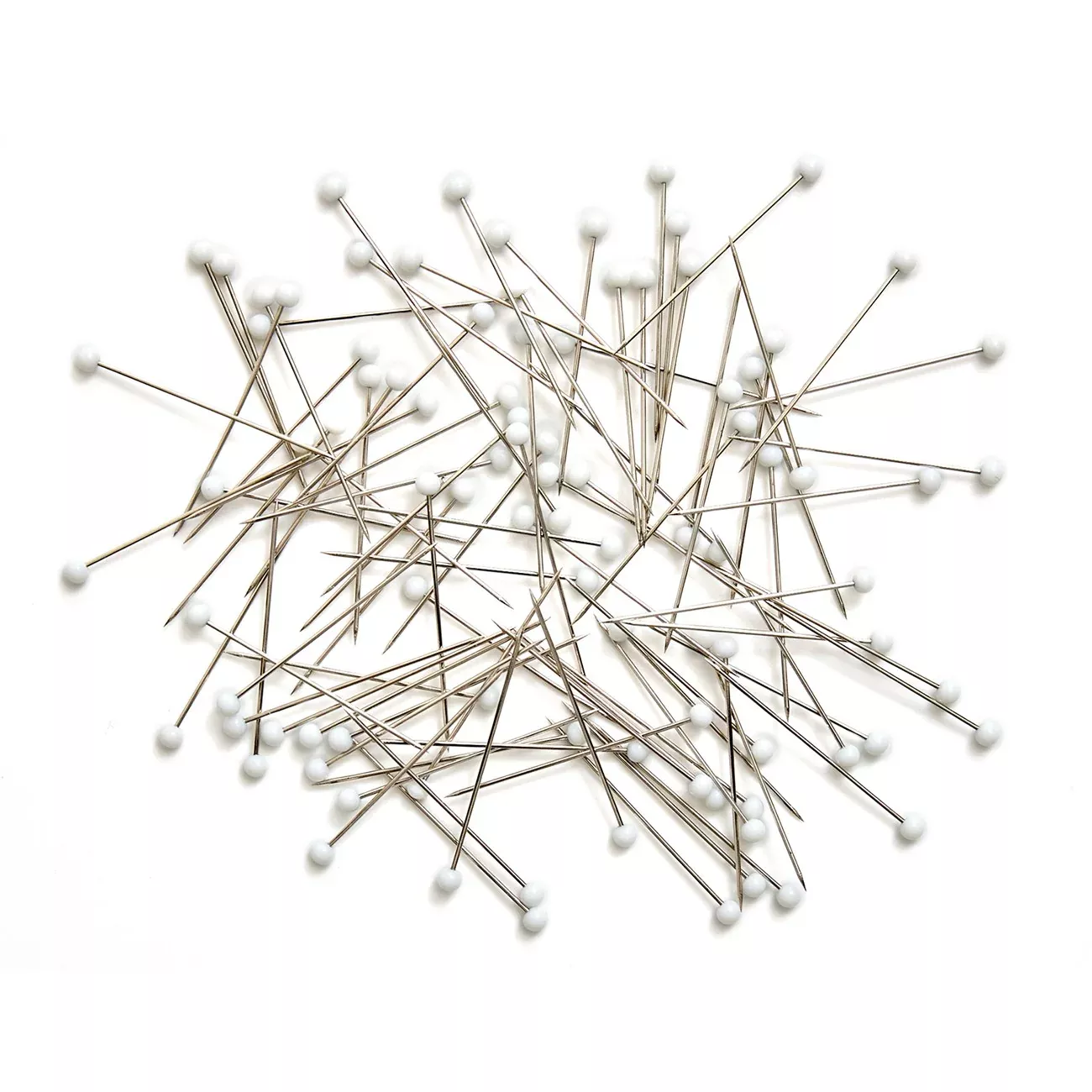 Glass Head Pins In Glass Jar White 95ct