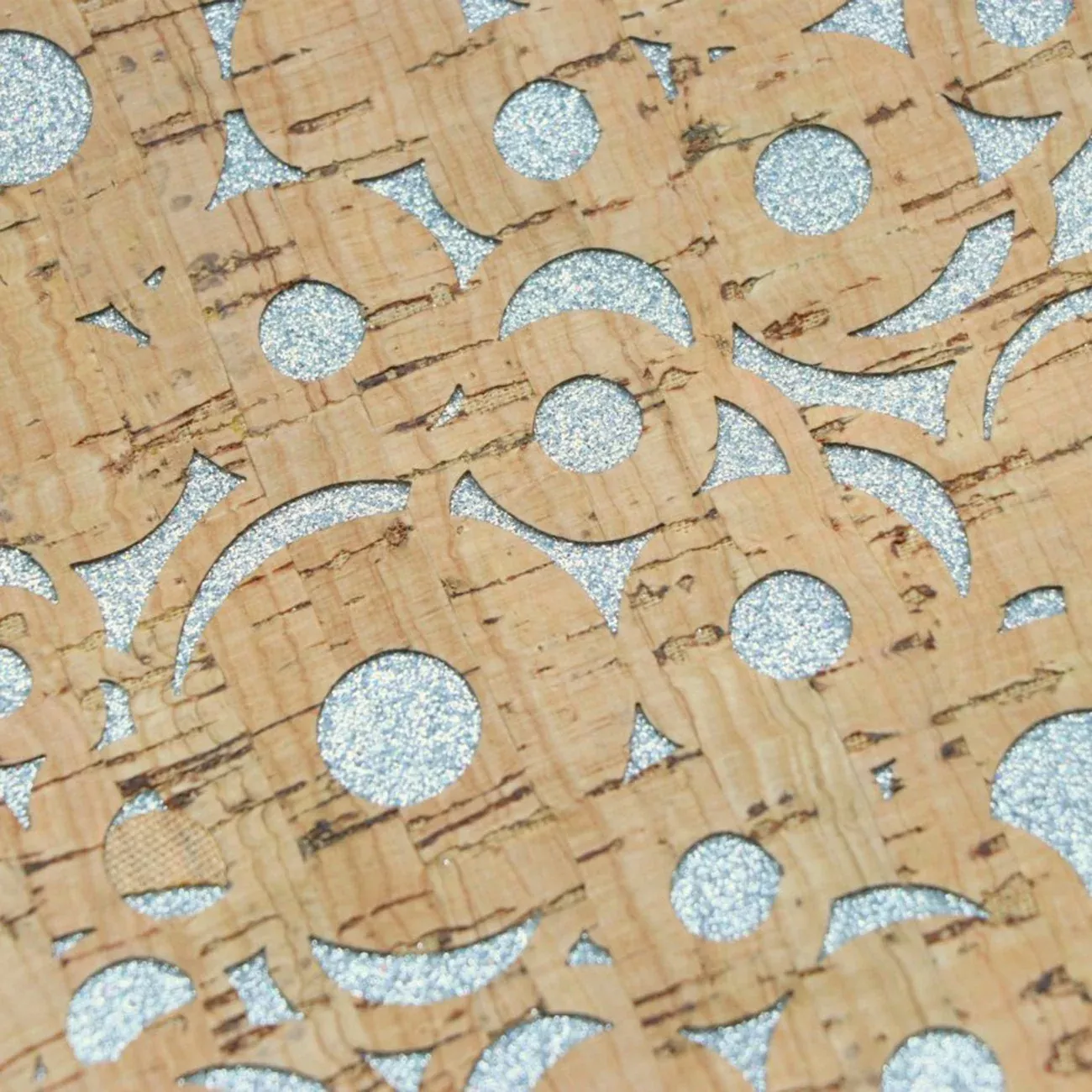 Glitter Backed Silver Cheery Os Pro Lite Cork 1 /2 yard