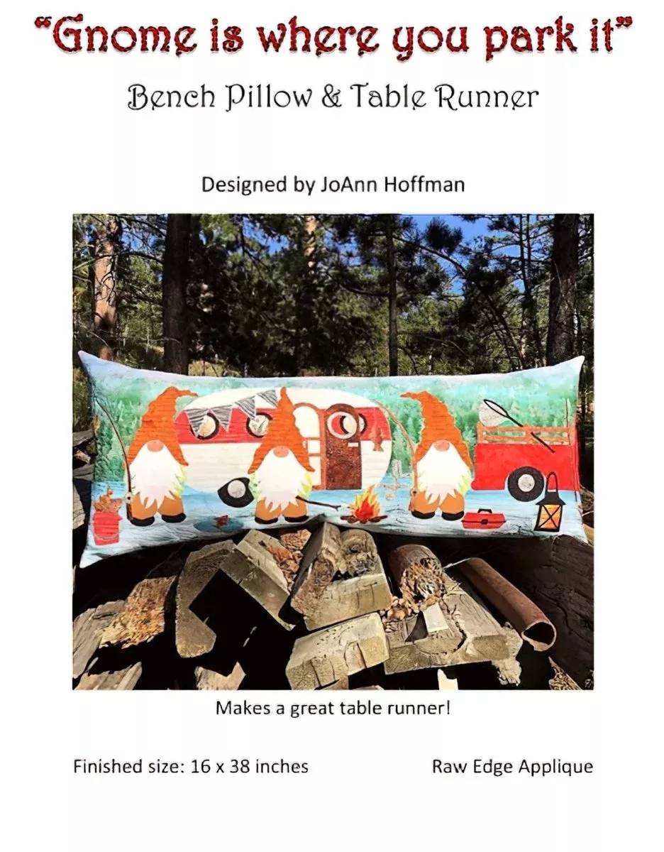 Gnome is Where you Park it Bench Pillow Pattern by JoAnn Hoffman