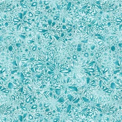 Go with the Flow Burst Medium Turquoise Cotton 44″/45″ Fabric Per Yard