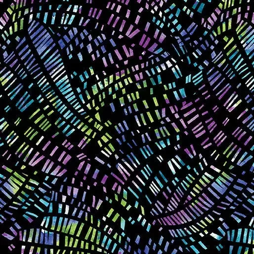 Go with the Flow Mosaic Flow Black/Multi Cotton 44″/45″ Fabric Per Yard