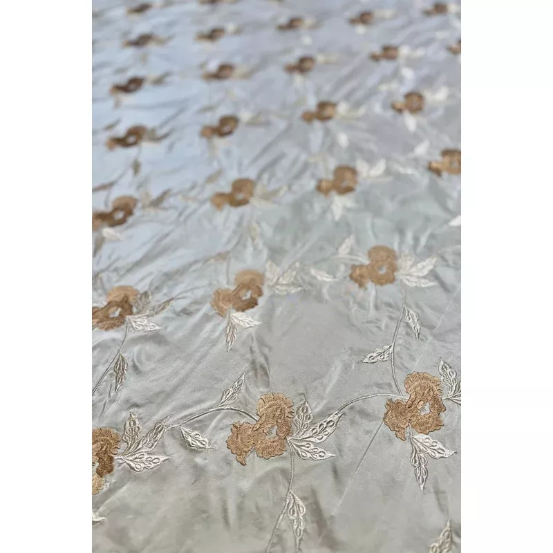 Gold/Multicolor Embroidered METF-022/2 Silk Taffeta