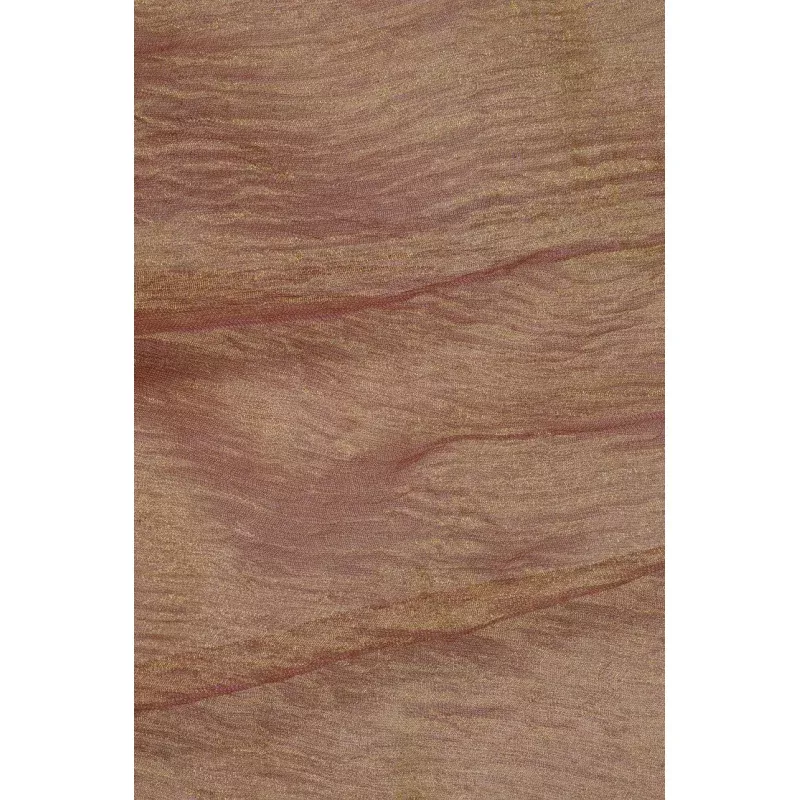 Golden Magenta Metallic Crushed Organza Fabric