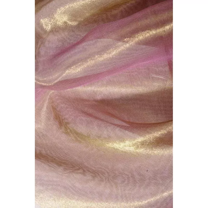 Golden Peach Metallic Organza Fabric