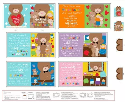 Goldilocks & Three Bears Book Fabric 8181P-01 Multi || Huggable & Loveable 14