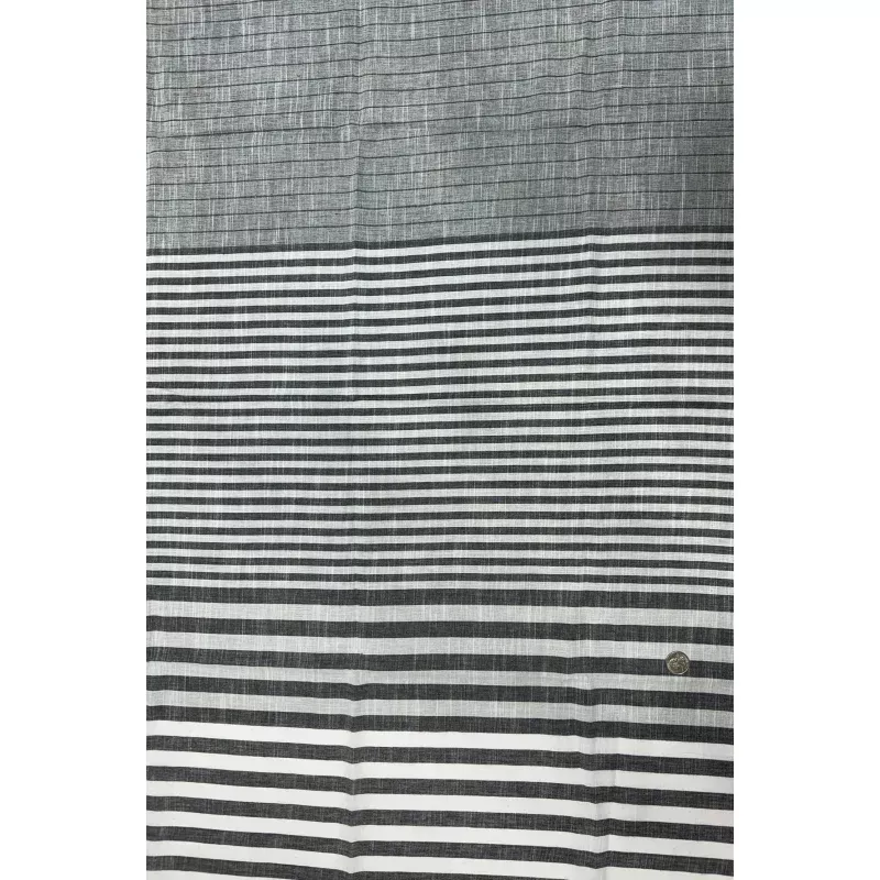 Gray White Large Stripe Cotton Novelty COT-183