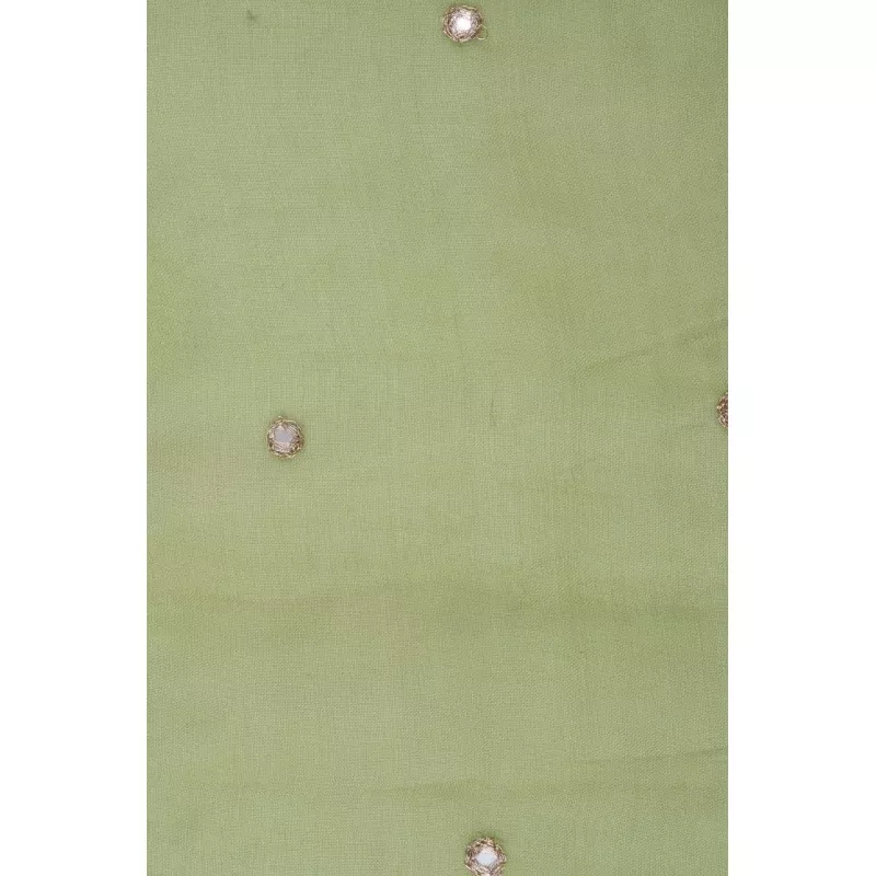 Green Embroidered Organza Silk 137 Fabric