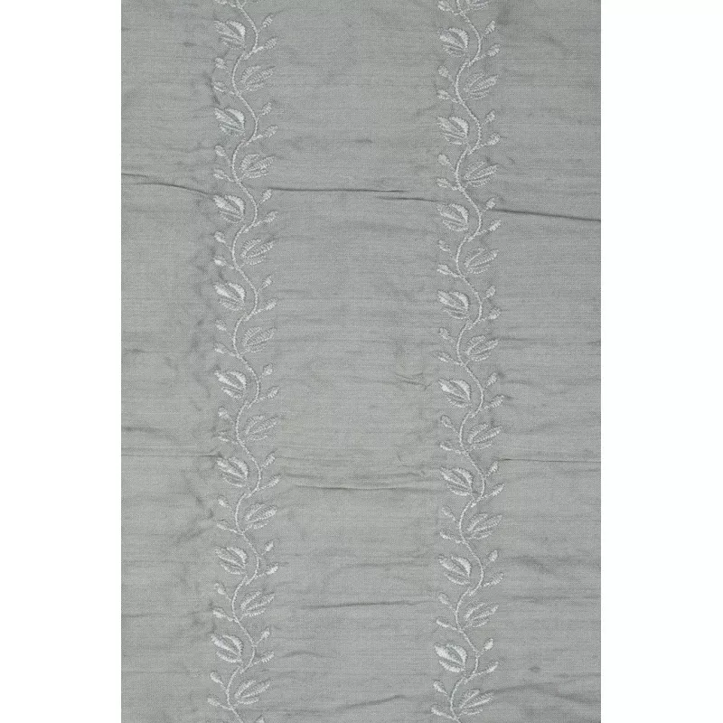 Grey 210 Embroidered Dupioni Silk