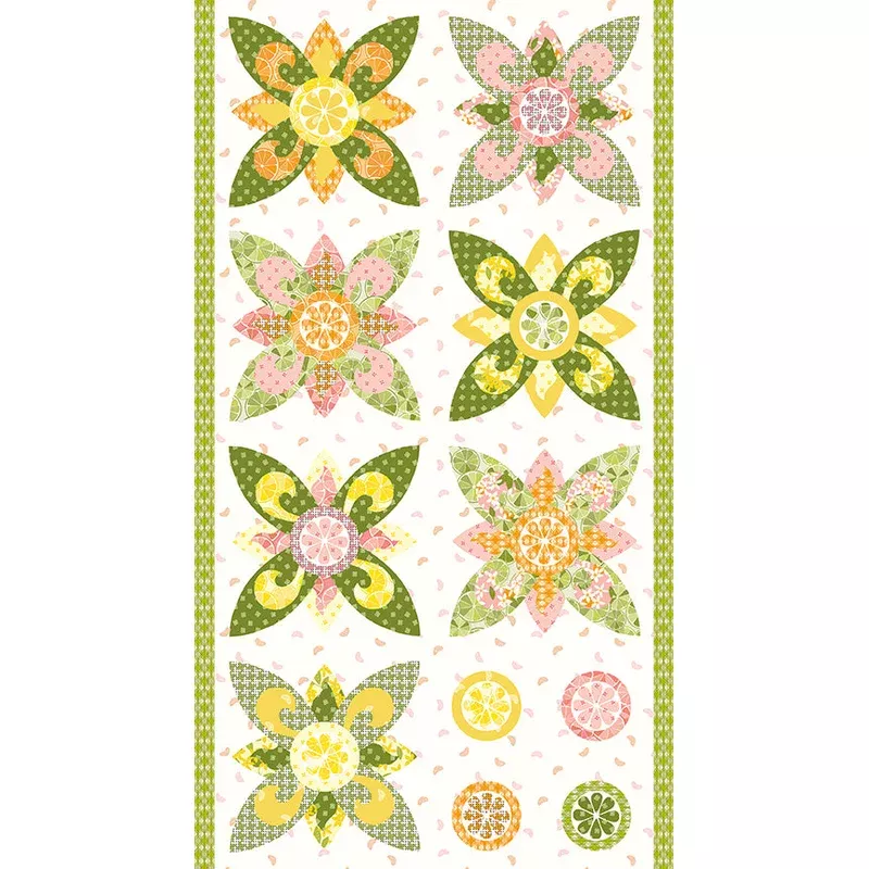 Grove White Flower Panel by Jill Finley for Riley Blake Designs