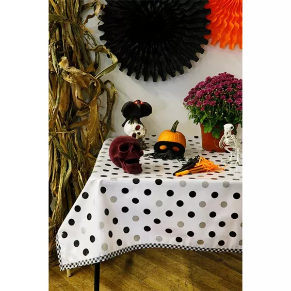 Halloween Big Dot Black and Silver Oilcloth Tablecloths