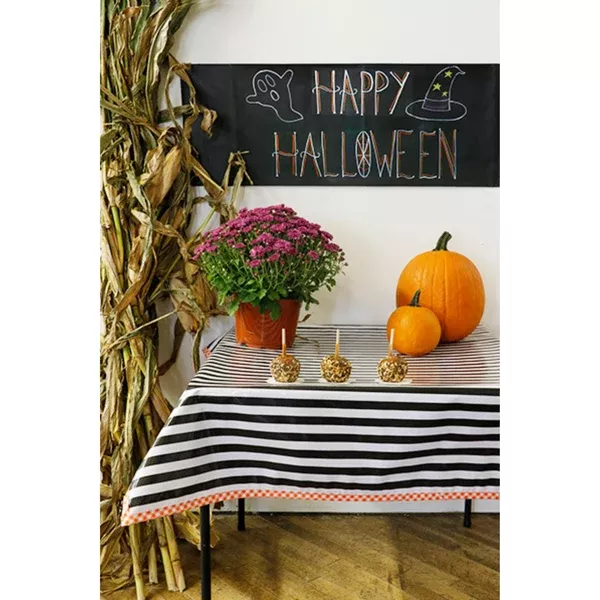 Halloween Black Stripe Oilcloth Tablecloths