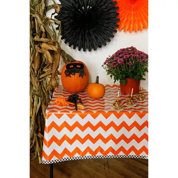 Halloween Orange Chevron Oilcloth Tablecloths