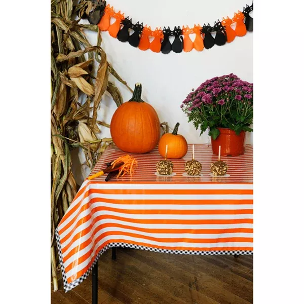 Halloween Orange Stripe Oilcloth Tablecloths