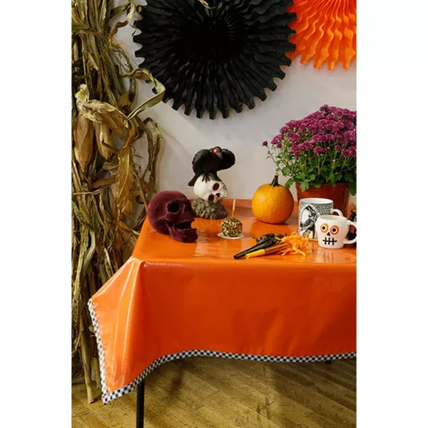 Halloween Solid Orange Oilcloth Tablecloths