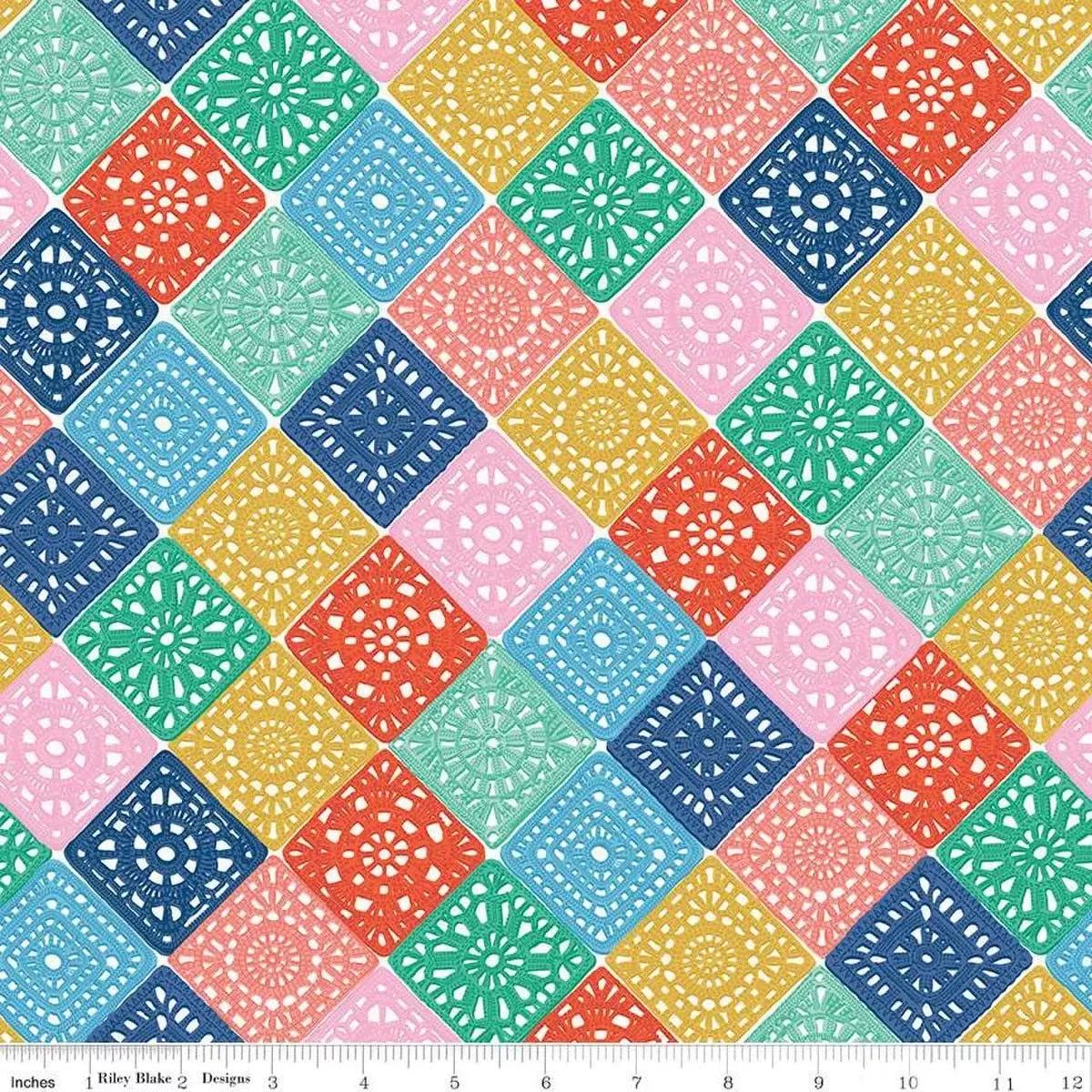 Hand Made Crochet Multi Cotton 43″/44″ Fabric Per Yard