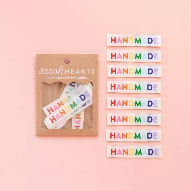 ‘Handmade’ Woven Sewing Labels – Rainbow Colors