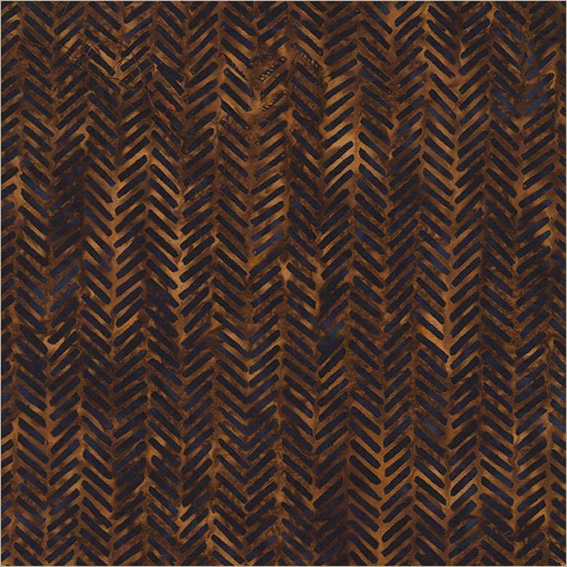 Harlequin & Houndstooth Anthology Fabrics 8119Q-3 Black Umber Herringbone Batik Cotton