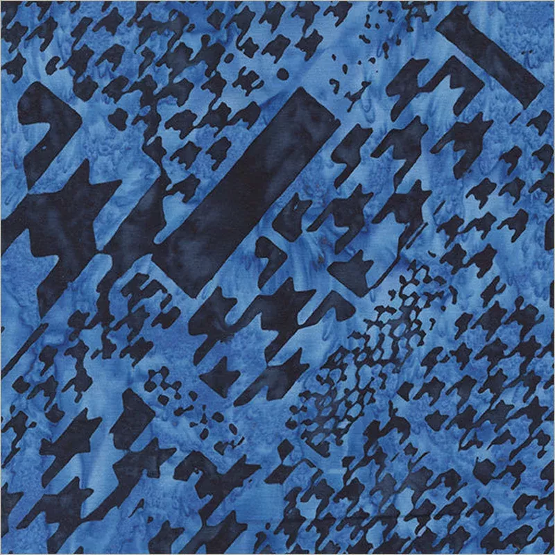 Harlequin & Houndstooth Anthology Fabrics 8121Q-13 Blue Indigo Mixed Houndstooth Batik Cotton