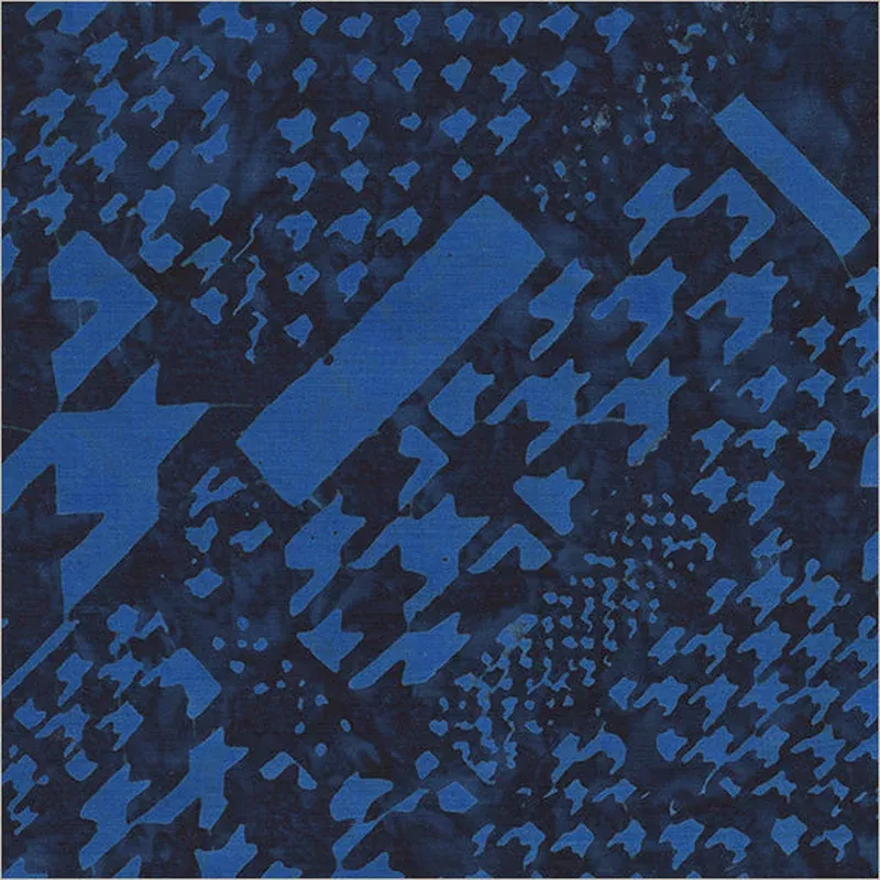 Harlequin & Houndstooth Anthology Fabrics 8121Q-9 Navy Blue Mixed Houndstooth Batik Cotton