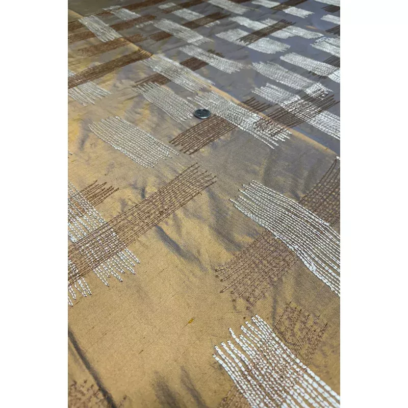 Hashtag on Bronze Embroidered Silk