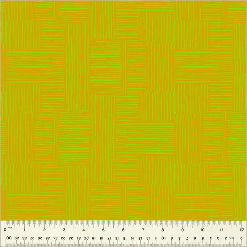 Heather Ross Ruby + Bee Blenders Heather Ross 54416-23 Avocado/Turmeric Woven High Density Cotton