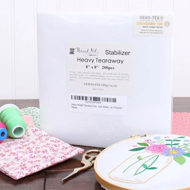 Heavy Tearaway Embroidery Stabilizer – 8×8 200 precut sheets