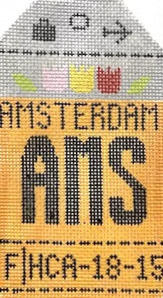 Hedgehog Needlepoint – Amsterdam Travel Tag