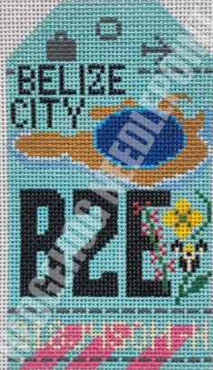 Hedgehog Needlepoint – Belize City Retro Travel Tag