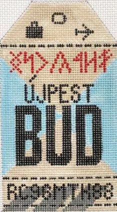 Hedgehog Needlepoint – Budapest Travel Tag