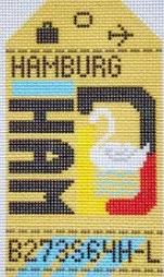Hedgehog Needlepoint – Hamburg Retro Travel Tag