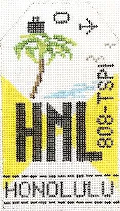 Hedgehog Needlepoint – Honolulu Travel Tag