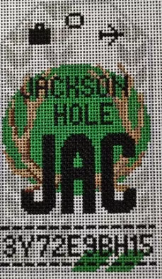 Hedgehog Needlepoint – Jackson Hole Retro Travel Tag