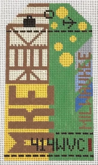 Hedgehog Needlepoint – Milwaukee Retro Travel Tag