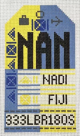 Hedgehog Needlepoint – Nadi Fiji Retro Travel Tag