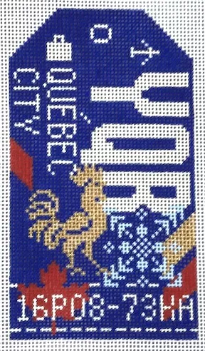 Hedgehog Needlepoint – Quebec City Travel Tag