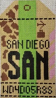 Hedgehog Needlepoint – San Diego Travel Tag