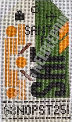 Hedgehog Needlepoint – Santa Fe Retro Travel Tag