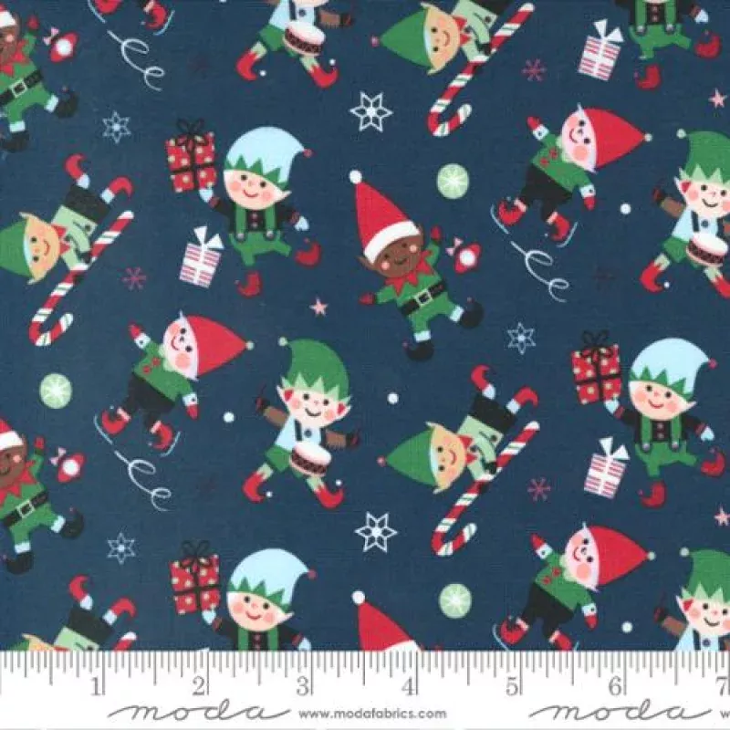 Hello Holidays Elves Cotton Fabric - Night Sky 35371 15