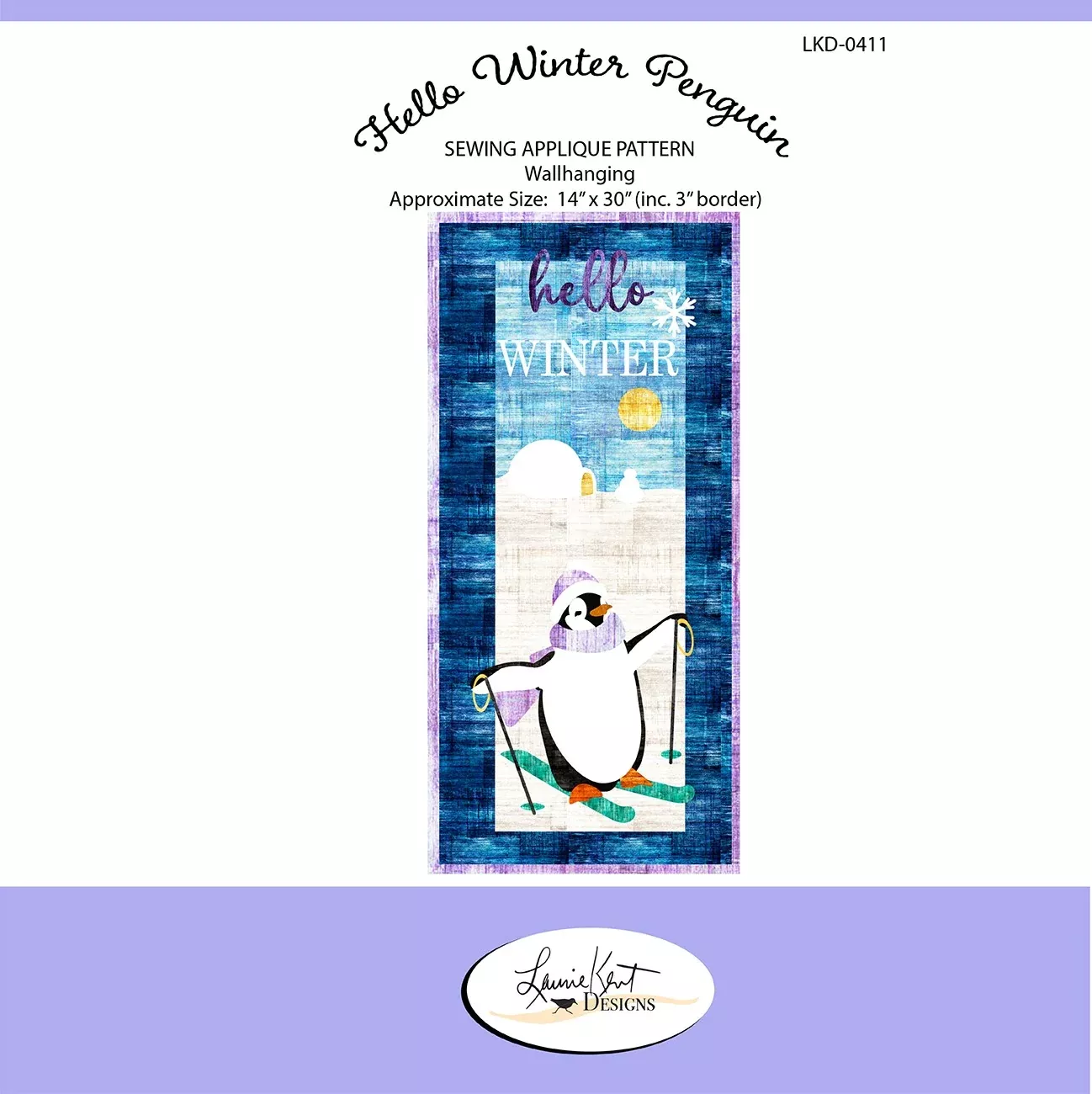 Hello Winter Penguin Sewing Applique Patttern