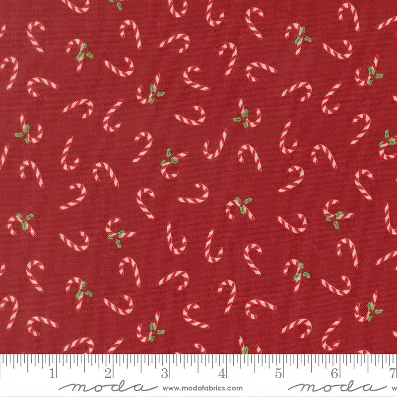 Holiday Cheer Cardinal Candy Cane Yardage by Stacy Iest Hsu for Moda Fabrics