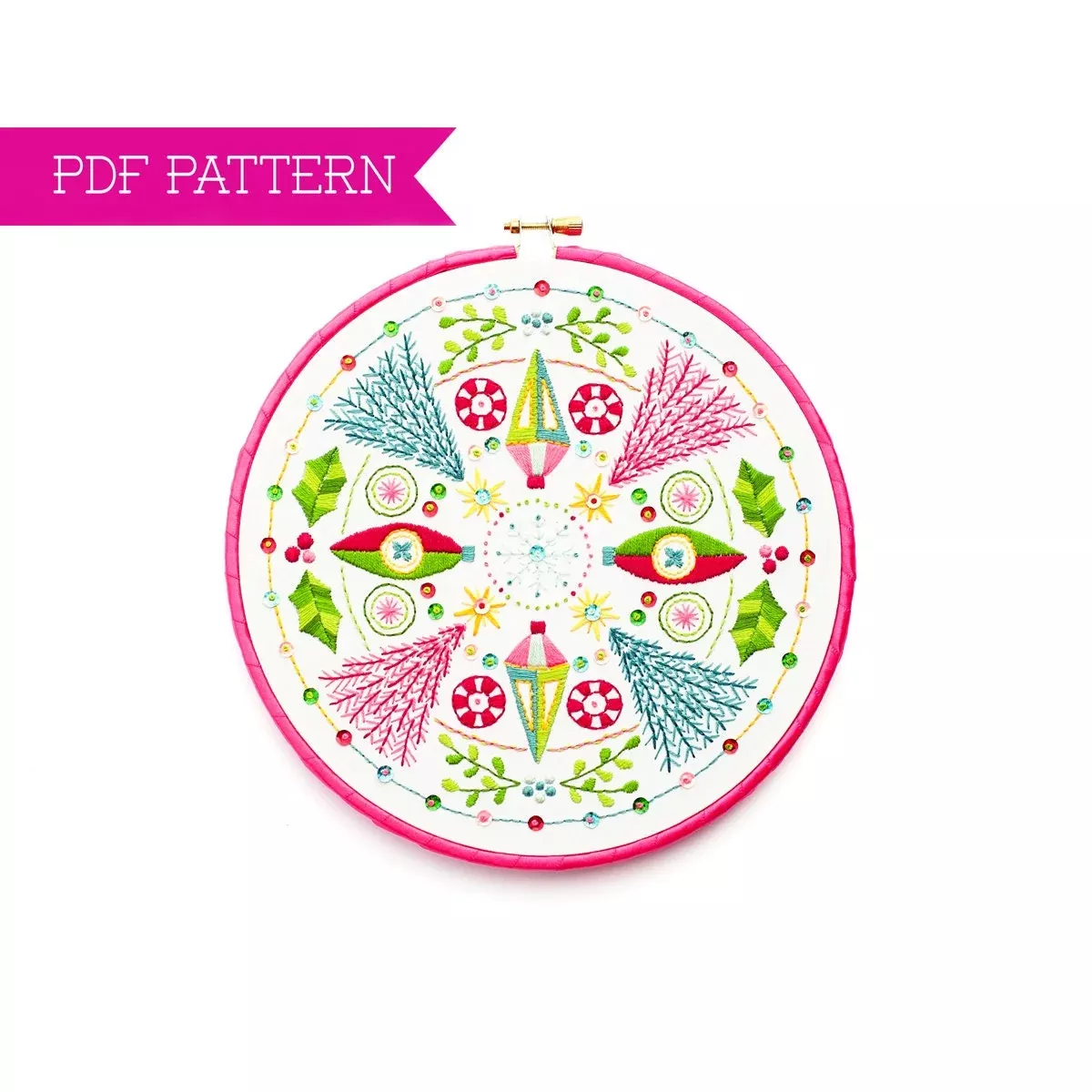 Holiday Mandala Embroidery PDF Pattern