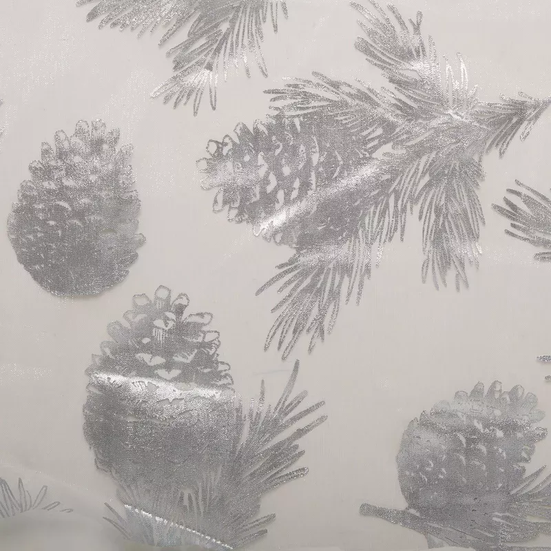 Holiday Organza Foil – Pine cone – White / Silver