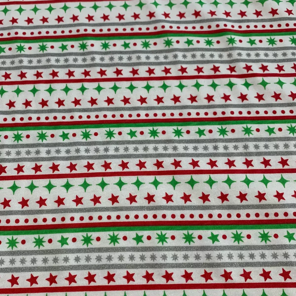 Holiday Stars and Stripes Knit Cotton Fabric
